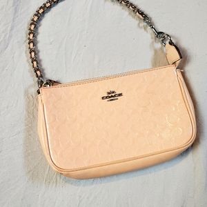 Coach large wristlet purse debossed patent leather Blush